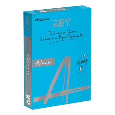 Carta colorata A4 Sylvamo Rey Adagio 80 g/m² blu intenso 51 - Risma da 500 fogli - ADAGI080X622